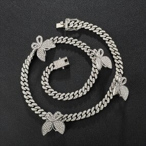 Gold Plated Cuban Butterfly Necklace Manufacturer - 8mm Iced Out for Women