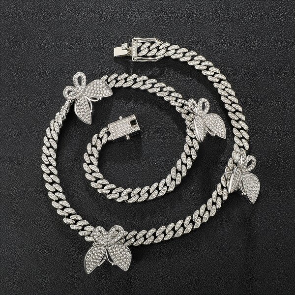 Gold Plated Cuban Butterfly Necklace Manufacturer - 8mm Iced Out for Women