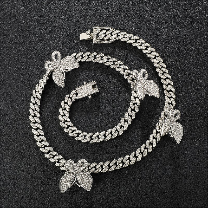 Gold Plated Cuban Butterfly Necklace Manufacturer - 8mm Iced Out for Women