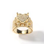 TikTok Viral Hip-hop Ring Factory - Brass Iced Out CZ Stone Gold Heart