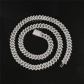 Hip Hop Jewelry Prong Cuban Chain Set Factory - 10mm Diamond Prong 18K Gold