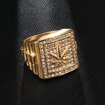 Stainless Steel Maple Leaf Ring Manufacturer - 20mm Gold Pattern for Men Women