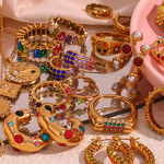 Fashion Jewelry Colored Zircon Set Factory - Stainless Steel 18 Gold-plated Hiphop