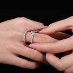 Iced Out Fashion Jewelry Ring Manufacturer - CZ Zircon Gold Plated 925 Couple Ring