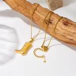 Dainty Cowgirl Charm Necklace Factory - Stainless Steel 18k Gold Plated Engraved