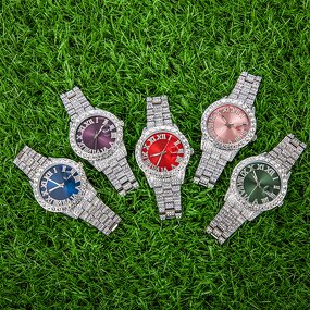 Quartz Watch Factory - Hip Hop Style Light Blue Purple Crystal Iced