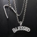 Brass BLESSED Letters Pendant Manufacturer - Iced Out Bubble Necklace for Men