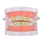 Double Zirconia Caps Grillz Factory - Two Teeth Top for Men Rapper Wholesale
