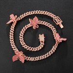 Gold Plated Cuban Butterfly Necklace Manufacturer - 8mm Iced Out for Women