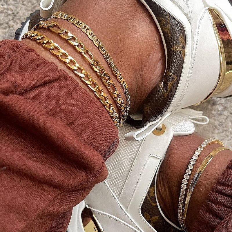 18K Gold Filled Charm Anklets Manufacturer - Adjustable Curb Foot Jewelry