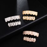 Double Zirconia Grillz Manufacturer - Two Teeth Top for Men Rapper Wholesale