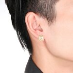 Cubic Zircon Brass Stud Earring Manufacturer - Square Bling Iced Out Full Paved