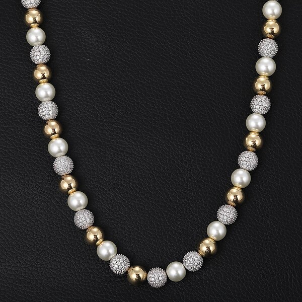 Imitation Pearl Chain Hip Hop Set Manufacturer - Gold Plated Iced Out Diamond