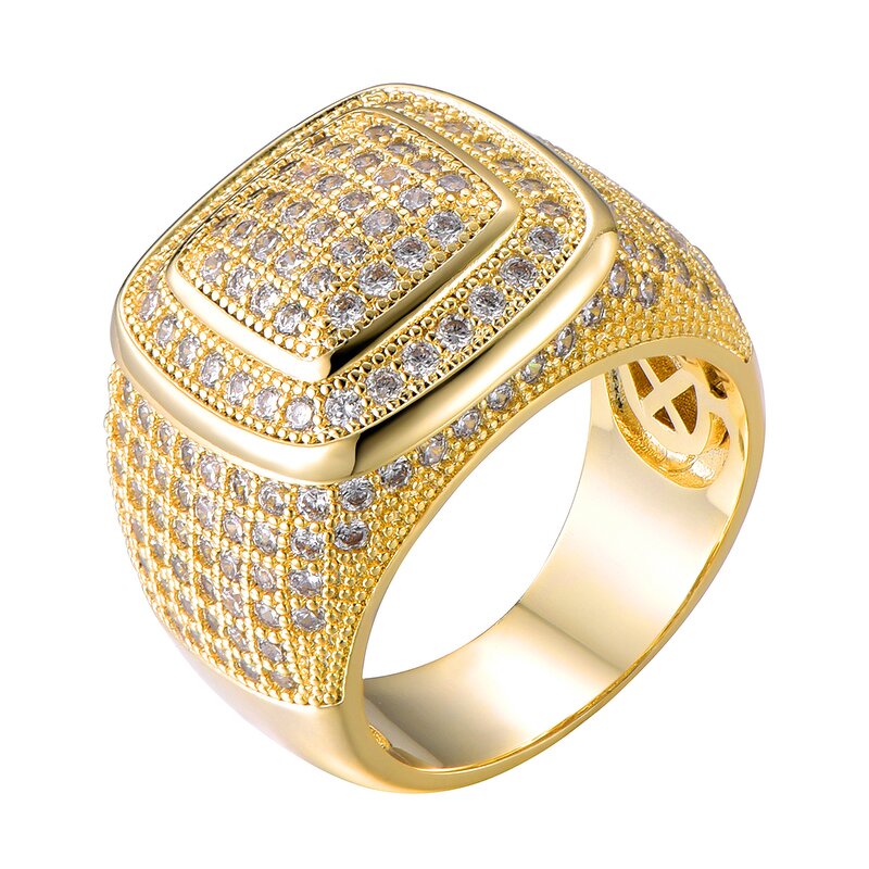 Brass Square Ring Manufacturer - Iced Out for Men Hip Hop Fashion Jewelry