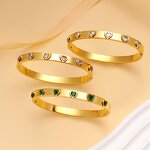 Luxury Stainless Steel Crystal Bracelet Manufacturer - 18K Gold Plated Heart Bangle
