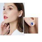 S925 Sterling Silver Flower Earrings Manufacturer - Kashmiri Silver Velvet Blue