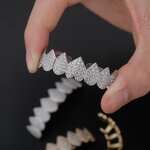 Mouth Grillz Factory - 14K White Gold Plated Iced Cubic Zirconia Teeth