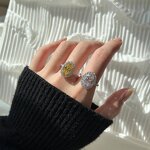 Iced Out Fashion Jewelry Ring Factory - CZ Zircon Gold Plated 925 Couple Ring