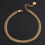 Hip Hop Gold Plated Anklet Factory - 6-8mm Stainless Steel Miami Adjustable
