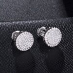Cubic Zircon Brass Stud Earring Factory - Round Bling Iced Out Full Paved
