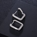 Hip Hop Jewelry Hook Earring Manufacturer - Zircon Square Gold Plated Stud