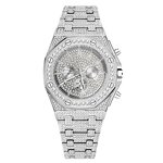 Iced Out CZ Crystal Watch Factory - Stainless Steel Diamond Bezel White Gold