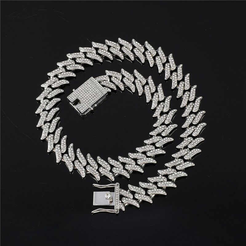 TikTok Viral Hip-hop Accessories Set Manufacturer - Zinc Alloy Cuban Chain Ice