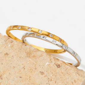 18K Gold Plated Cubic Zirconia Bracelet Factory - Crystal Diamond Bangle for Women