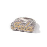 Custom Jewelry Signet Ring Factory - 18K Gold Nameplate Engraved CZ Bling