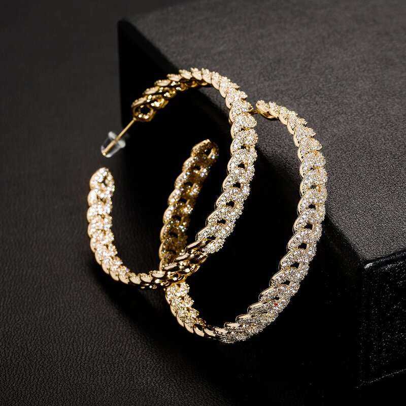 Hip Hop Jewelry Hoop Earrings Factory - Large Cuban Link Chain Yellow Gold