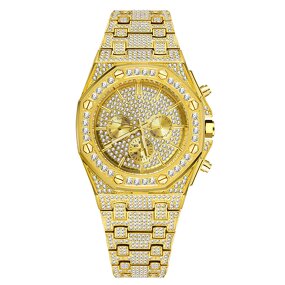 Iced Out CZ Crystal Watch Factory - Stainless Steel Diamond Bezel White Gold