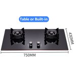 Gas Cooktop Manufacturer - OEM/ODM 7mm Tempered Glass Built-in