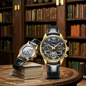 Skeleton Mechanical Watch Manufacturer - Carnival Men's Luxury 5 Hands 12/24 Hour