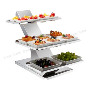 Buffet Riser Manufacturer - OEM/ODM 3 Layer Slanted 16 Grid
