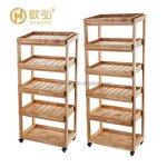 Utility Cart Manufacturer - OEM/ODM Pine Wood 5-6 Tier Rolling