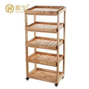Utility Cart Manufacturer - OEM/ODM Pine Wood 5-6 Tier Rolling