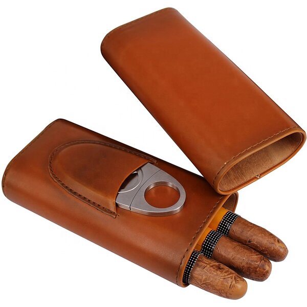 Cigar Cutter Manufacturer - OEM/ODM Metal 3 Finger Leather Case