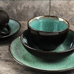 Ceramic Tableware Set Manufacturer - OEM/ODM Peacock Green Bowl Plate