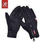 Fleece Gloves Factory - Black Touchscreen Waterproof Winter Running Gloves