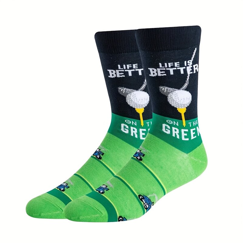 Mid-Calf Socks Supplier - Custom Multicolor Golf Pattern