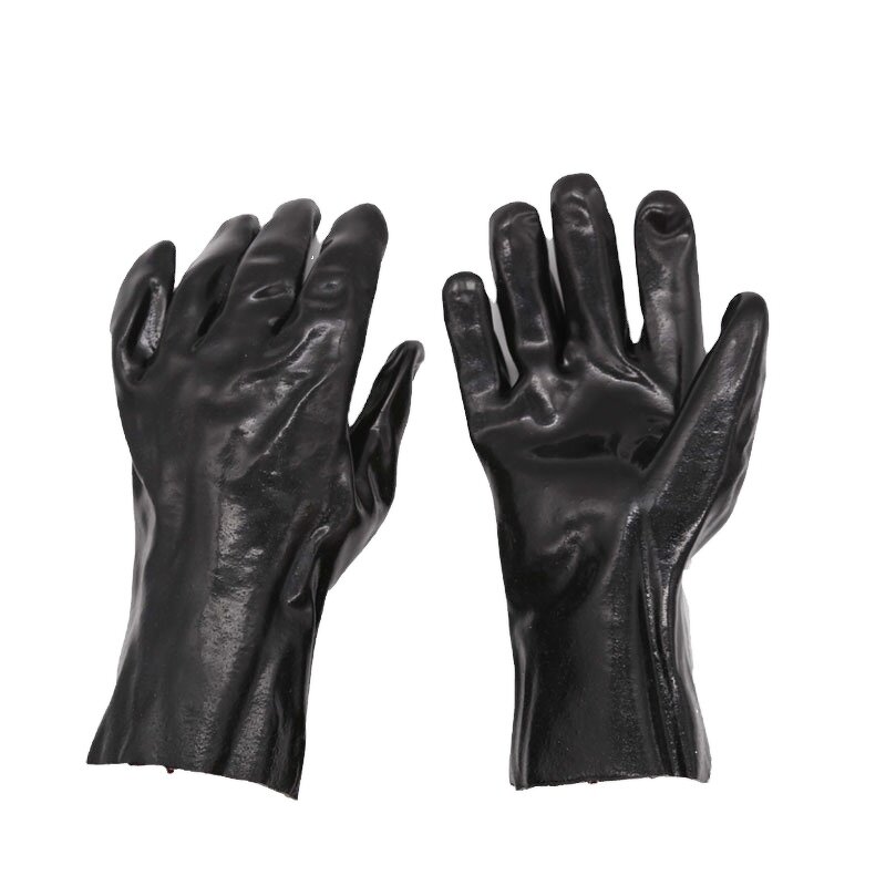 Oil Resistant PVC Work Glove Supplier - Fully Dipped Black Chemicals