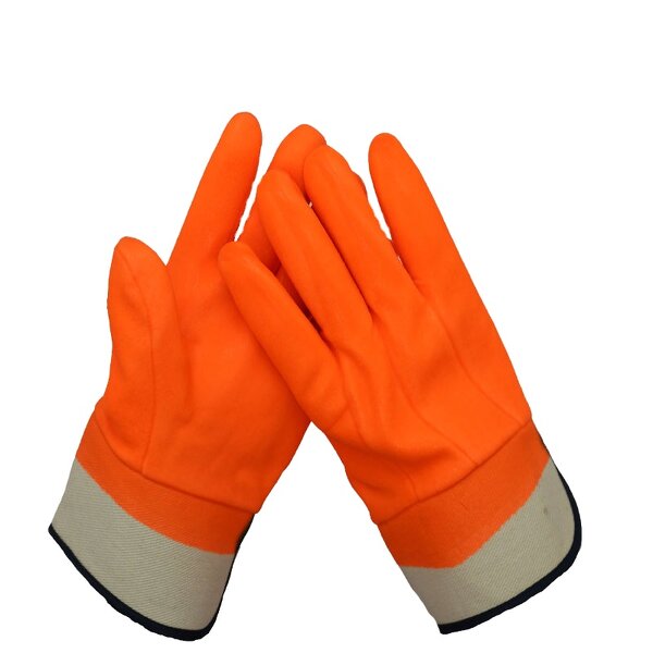PVC Dip Gloves Manufacturer - Thick Cotton Orange Protective Winter