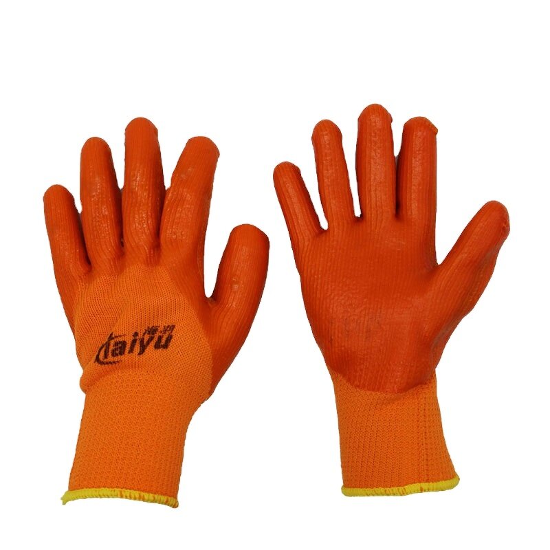 Latex Rubber Coated Gloves Factory - Orange Nylon Working 13gauge