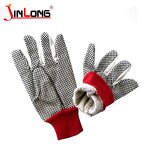 Dotted Cotton Canvas Gloves Manufacturer - PVC Dots and Knit Wrist