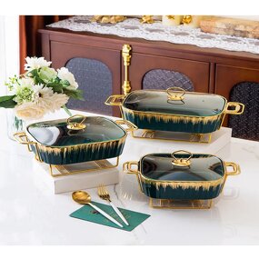 Food Warmer Set Factory - OEM Luxury Ceramic Chafing Dish