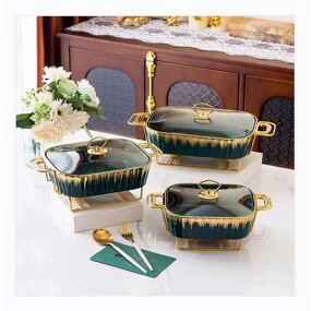 Serving Dishes Factory - OEM Golden Coating Bowl Buffet Dishes