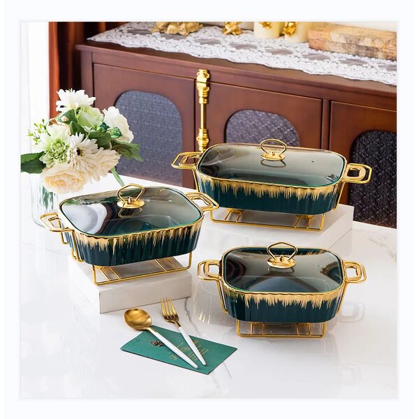 Serving Dishes Factory - OEM Golden Coating Bowl Buffet Dishes