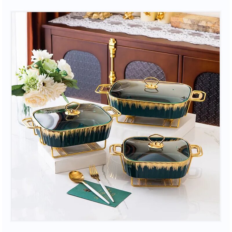 Serving Dishes Factory - OEM Golden Coating Bowl Buffet Dishes