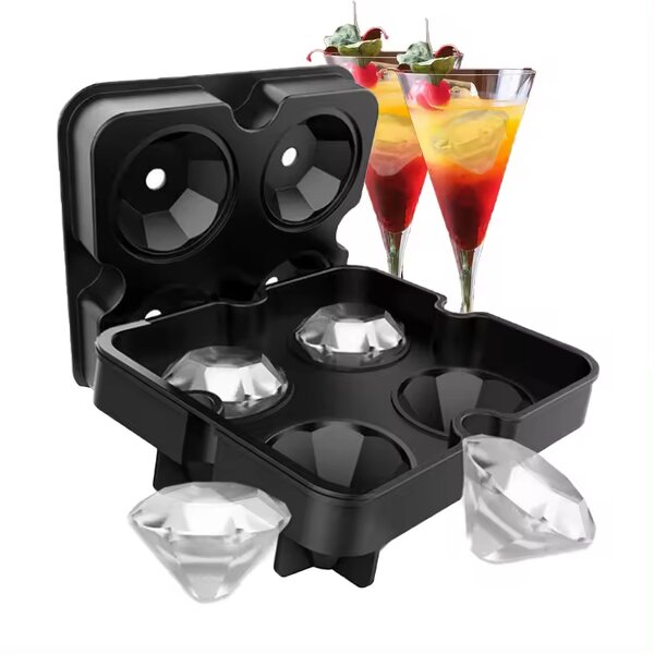 Ice Cube Tray Factory - OEM 4-Cavity 3D Diamond Mold