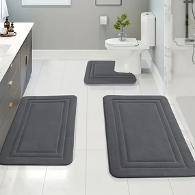 Bath Mat Factory - OEM Three-Piece Non-Slip PVC Backed Set